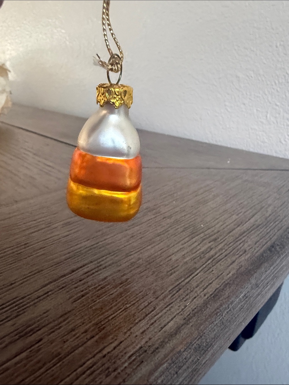 Glass Candy Corn Ornament - White, Orange & Gold - 2002 hallmark collection